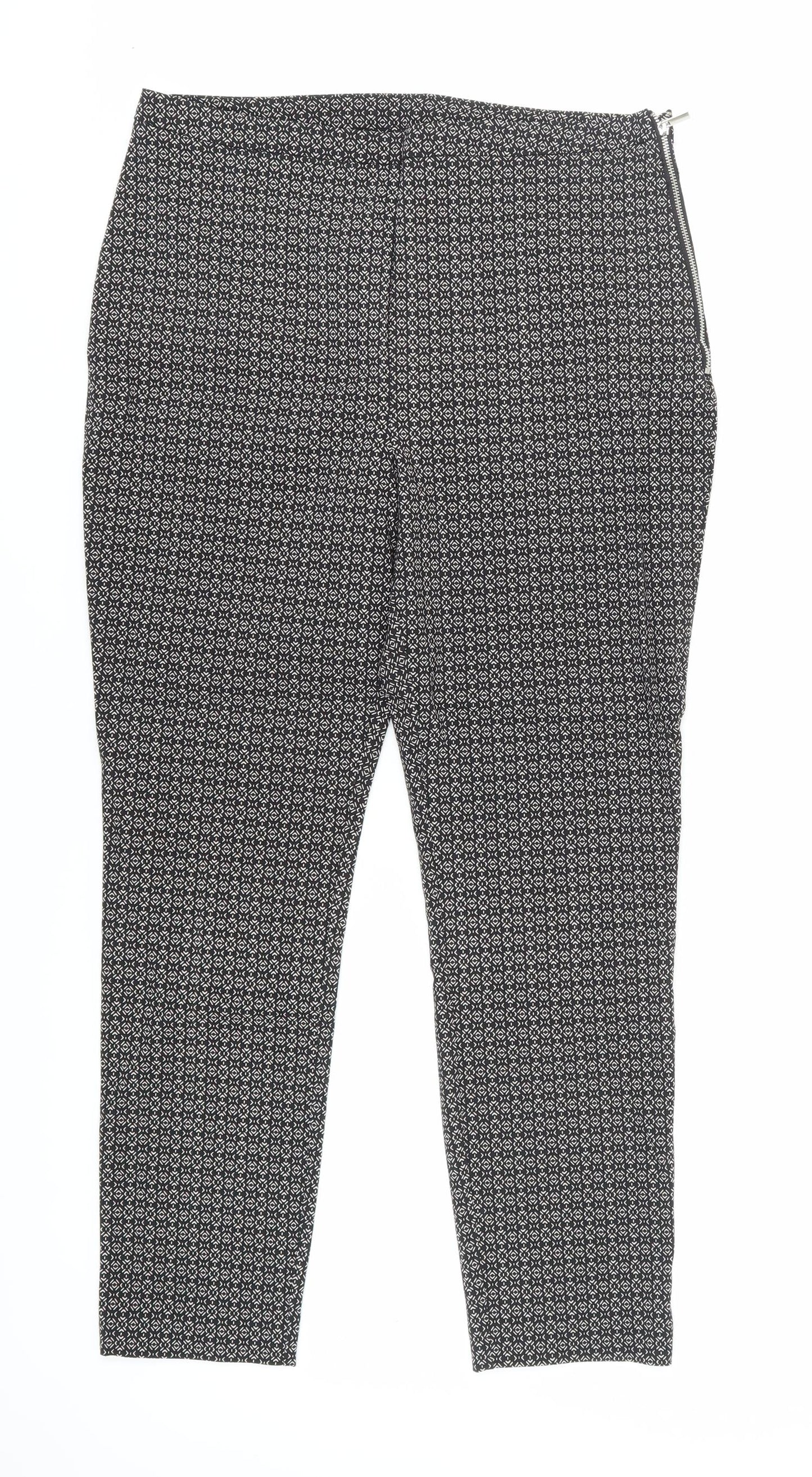 New Look Women's Black Geometric Trousers Size 14