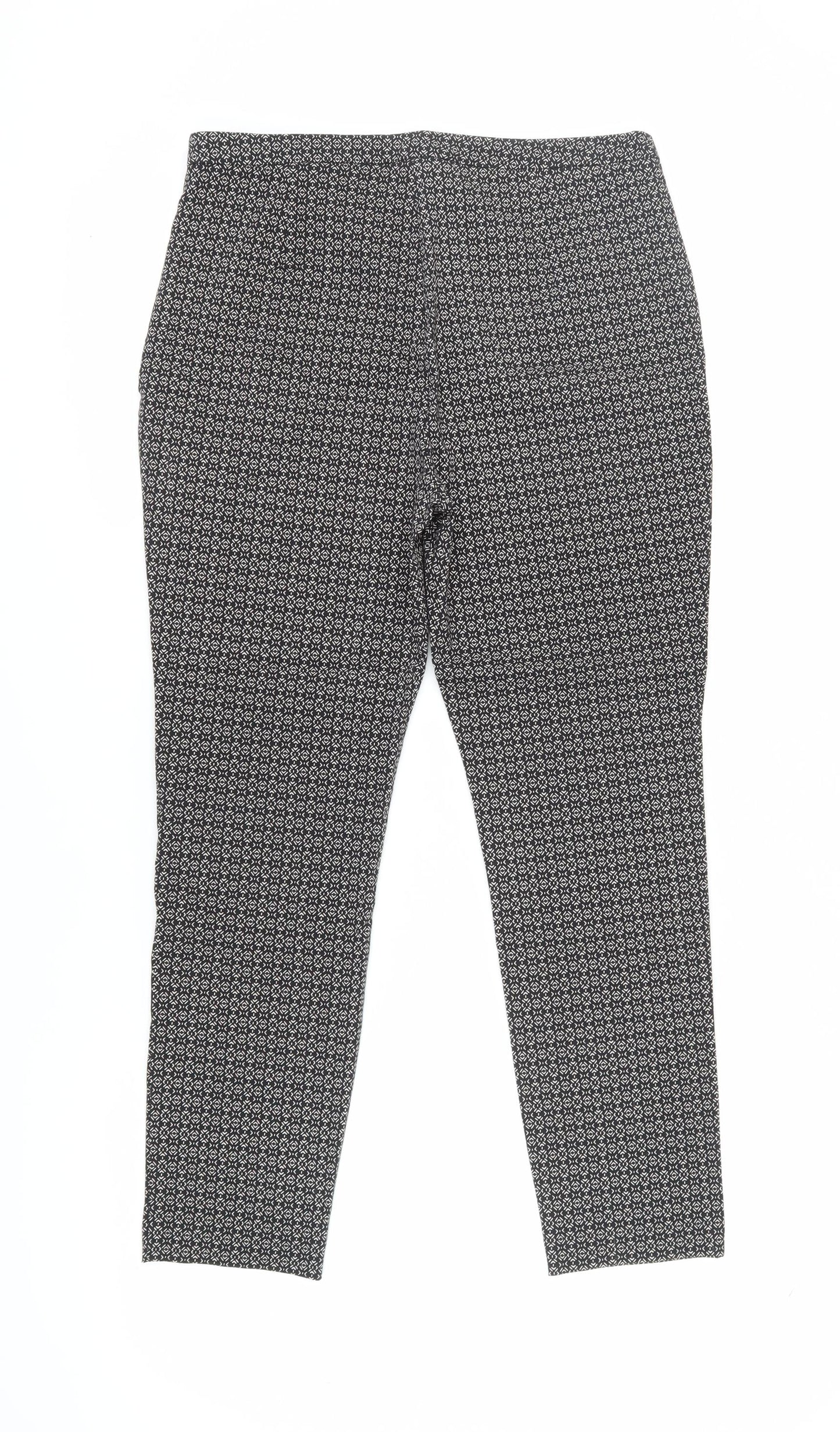 New Look Women's Black Geometric Trousers Size 14