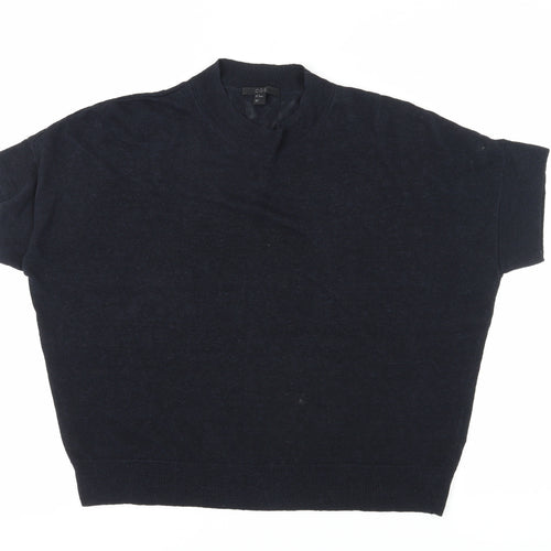COS Women's Black Linen Mock Neck Top Size M