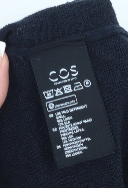 COS Women's Black Linen Mock Neck Top Size M