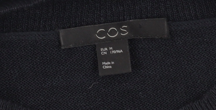 COS Women's Black Linen Mock Neck Top Size M