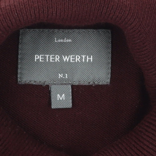 Peter Werth Men's Red Roll Neck Jumper M