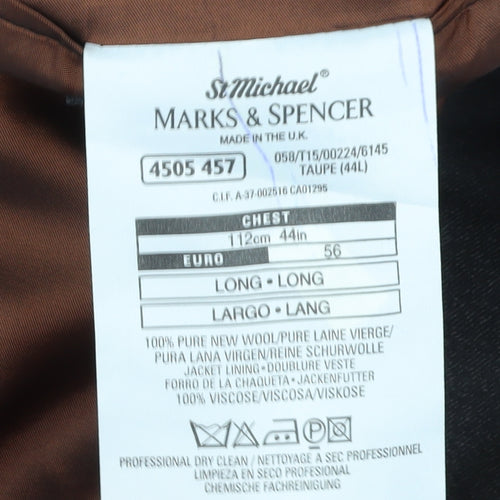 Marks & Spencer Men's Brown Wool Blazer 44 Long
