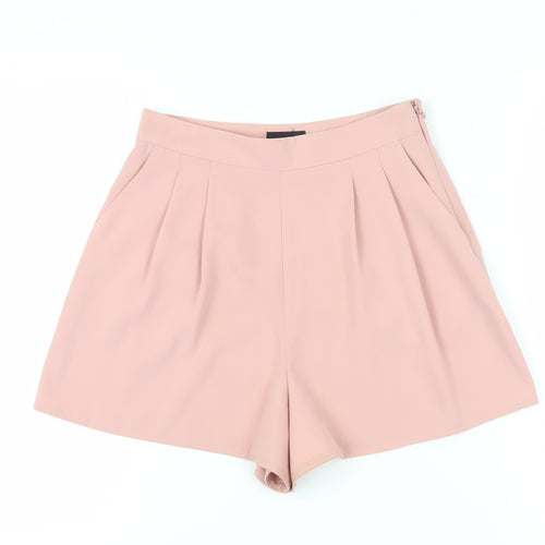 Topshop Women's Pink Chino Shorts, UK 10, Pleated