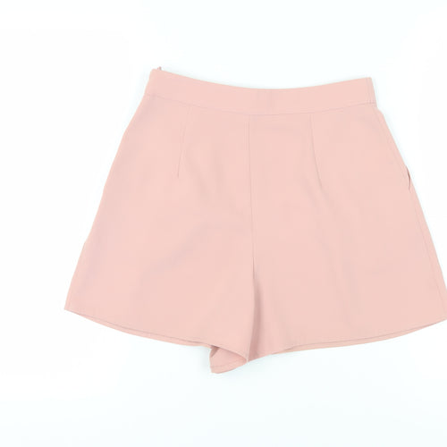 Topshop Women's Pink Chino Shorts, UK 10, Pleated