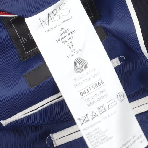 Marks & Spencer Men's Blue Wool Blazer 42 Short