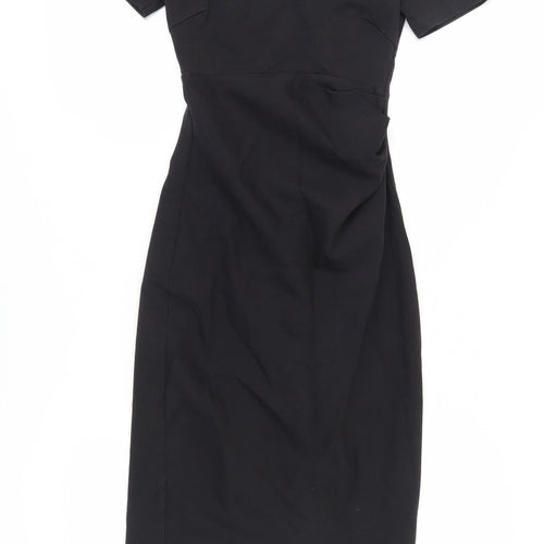 Boden Women's Black Sheath Dress Size 2 V-Neck Midi