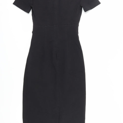 Boden Women's Black Sheath Dress Size 2 V-Neck Midi