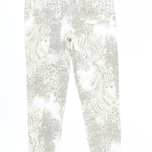 bpc Selection Women's Beige Animal Print Cropped Jeans Size 12