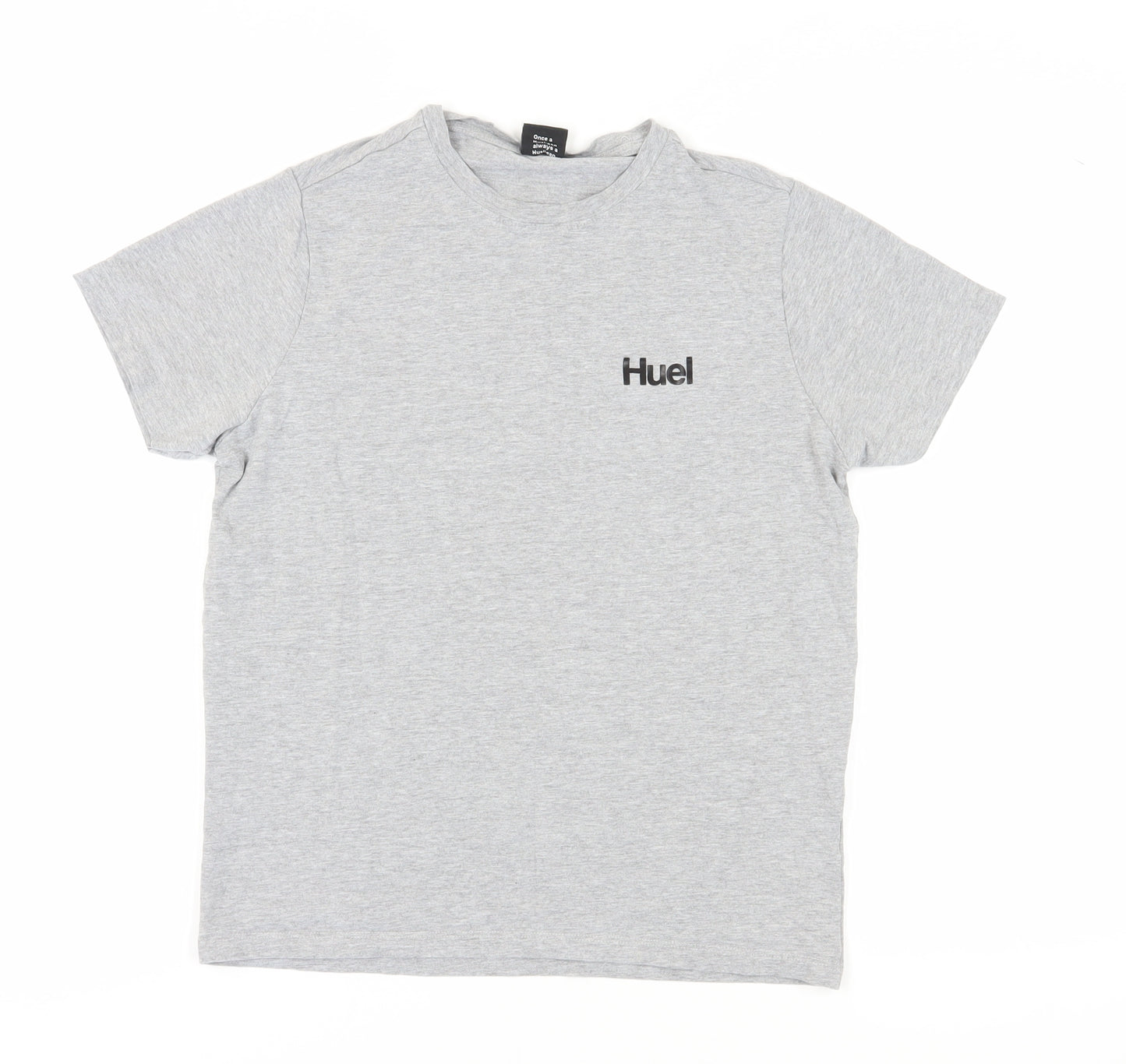 Huel Men's Grey Crew Neck T-Shirt, Size M, Logo Accent