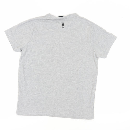 Huel Men's Grey Crew Neck T-Shirt, Size M, Logo Accent