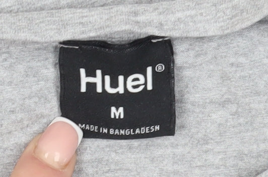 Huel Men's Grey Crew Neck T-Shirt, Size M, Logo Accent