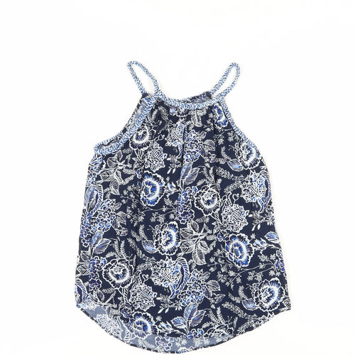 Gap Women's Blue Floral Halter Tank Top 2XS