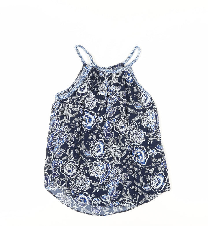Gap Women's Blue Floral Halter Tank Top 2XS