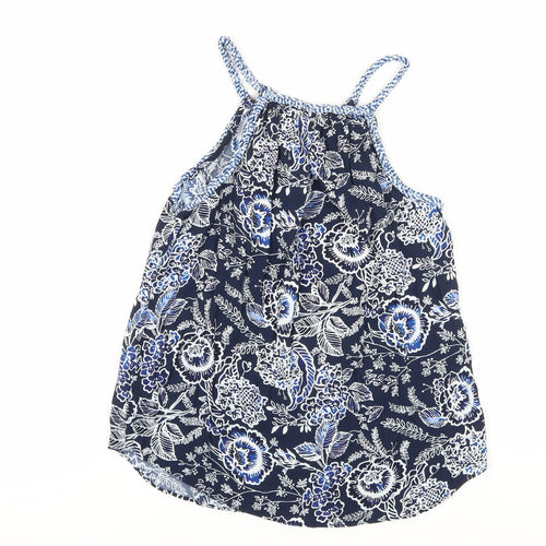 Gap Women's Blue Floral Halter Tank Top 2XS