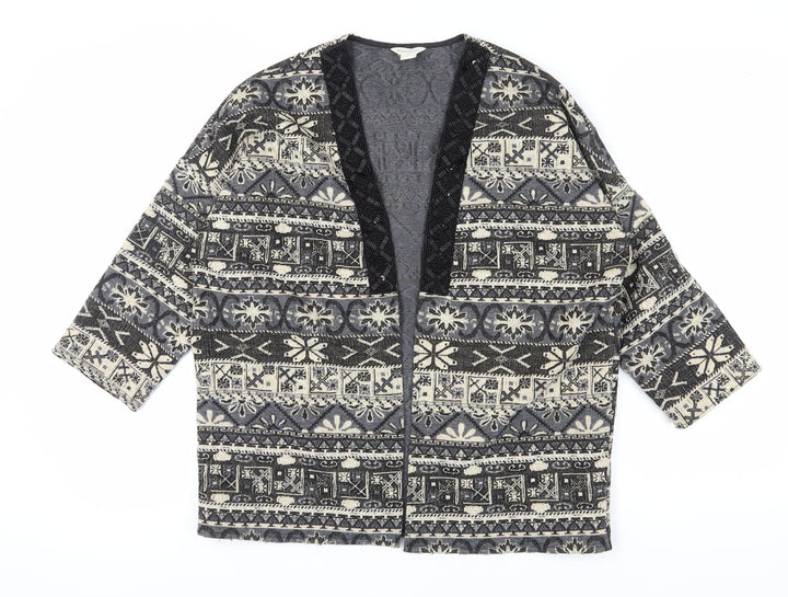 Monsoon Women's Black Multicoloured Geometric Coatigan, Size 14