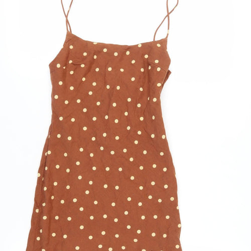 ASOS Design Women's Brown Polka Dot Slip Dress Size 4