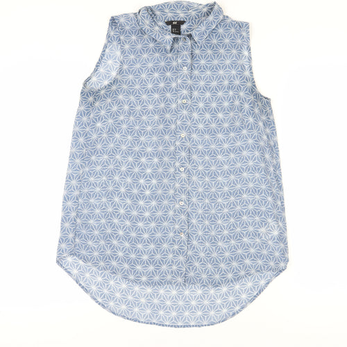 H&M Women's Blue Sleeveless Button-Up Top, Size 8