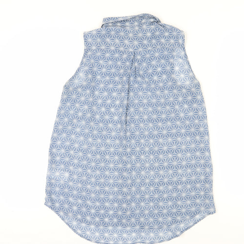 H&M Women's Blue Sleeveless Button-Up Top, Size 8