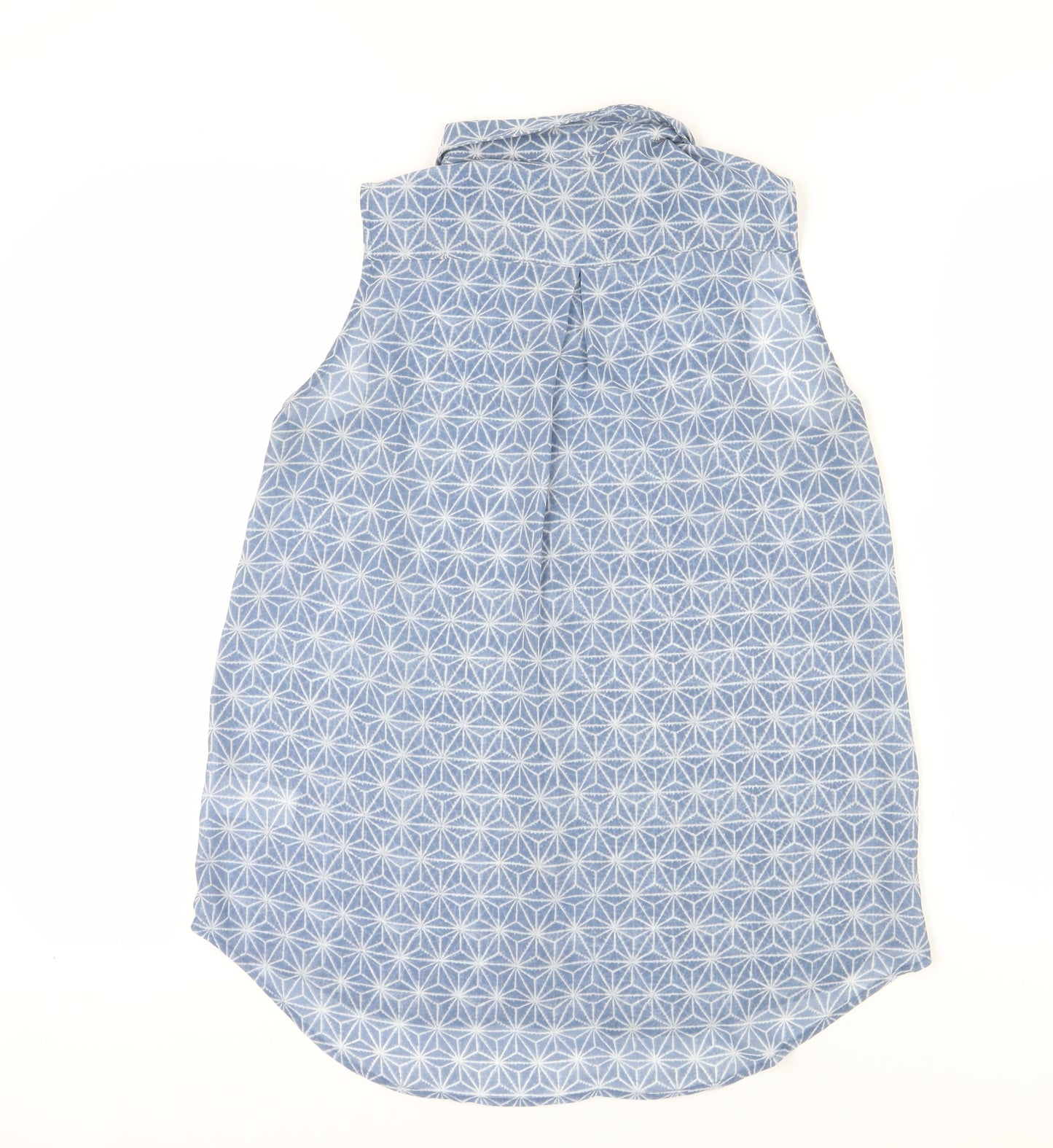 H&M Women's Blue Sleeveless Button-Up Top, Size 8