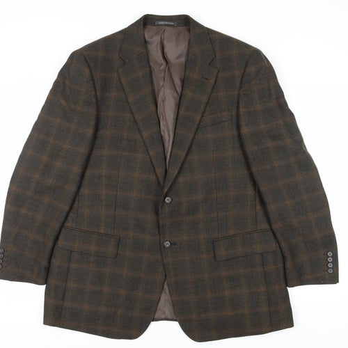 Greenwoods Elite Men's Brown Plaid Blazer Size 46R