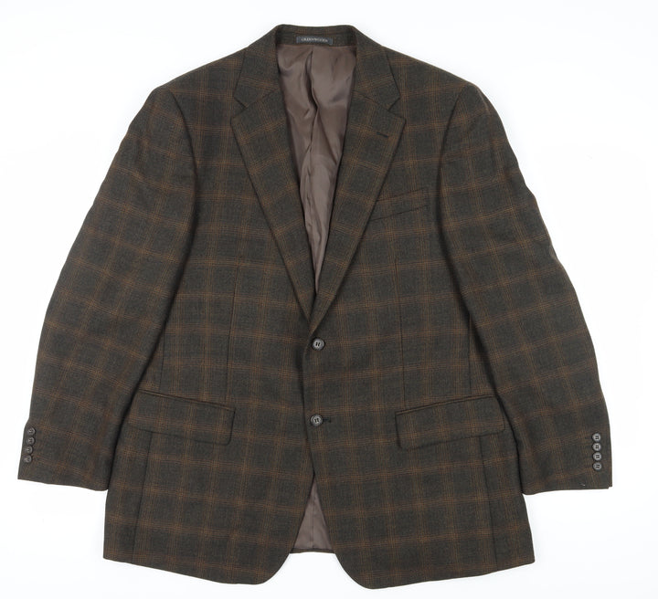 Greenwoods Elite Men's Brown Plaid Blazer Size 46R
