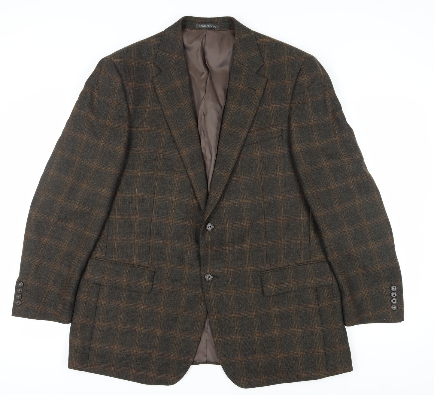 Greenwoods Elite Men's Brown Plaid Blazer Size 46R
