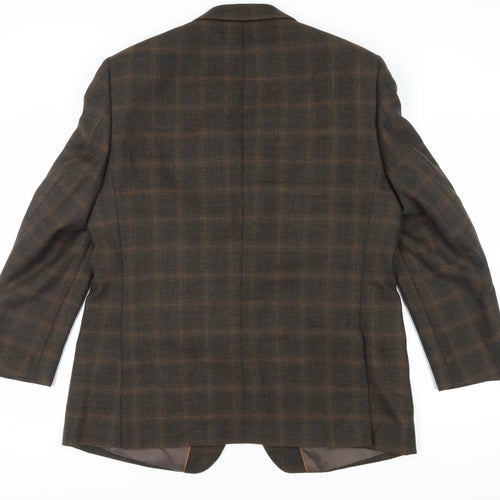 Greenwoods Elite Men's Brown Plaid Blazer Size 46R