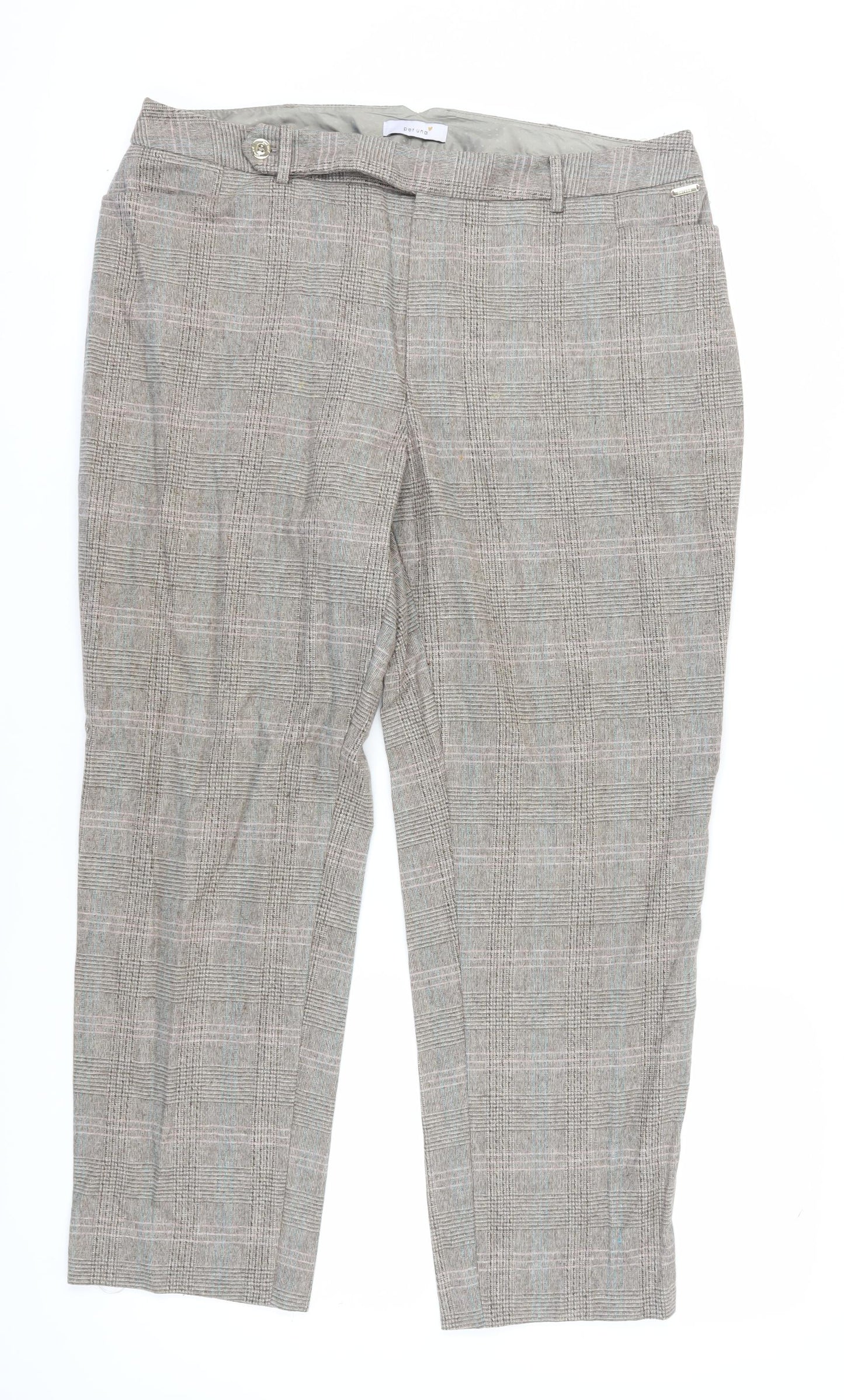 Marks and Spencer Women's Grey Check Trousers Size 18