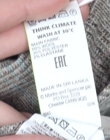 Marks and Spencer Women's Grey Check Trousers Size 18