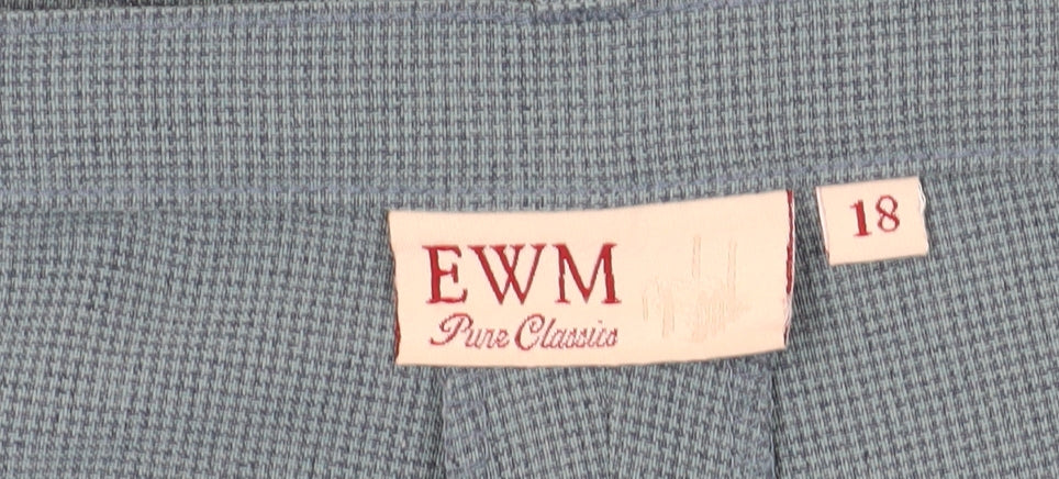 EWM Women's Blue Chino Trousers, Size 18, Herringbone