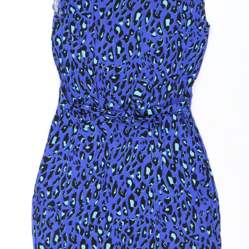 Warehouse Women's Blue Animal Print Dress L