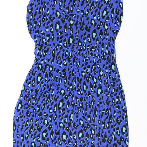 Warehouse Women's Blue Animal Print Dress L
