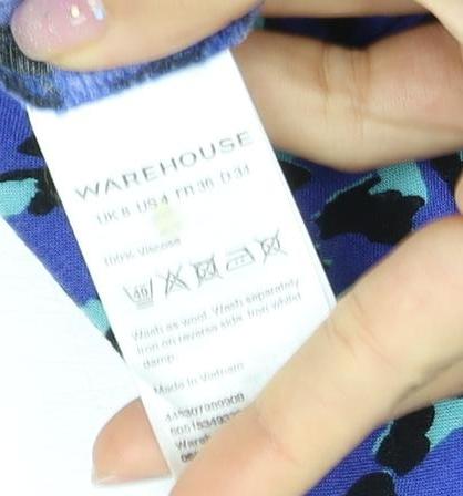 Warehouse Women's Blue Animal Print Dress L