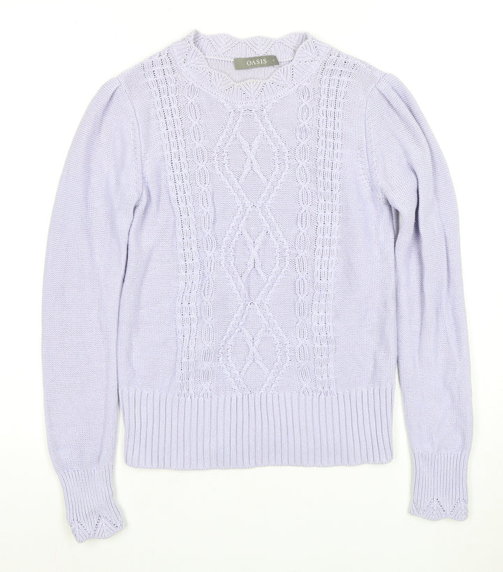 Oasis Women's Purple Cable-Knit Pullover Jumper S
