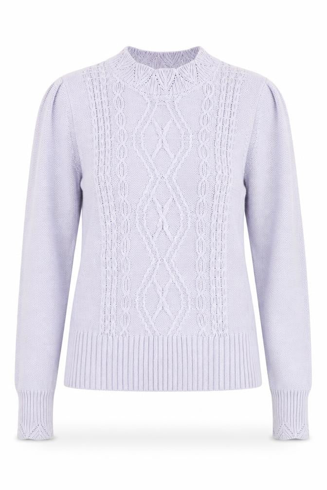 Front view of Oasis Women's Purple Cable-Knit jumper S