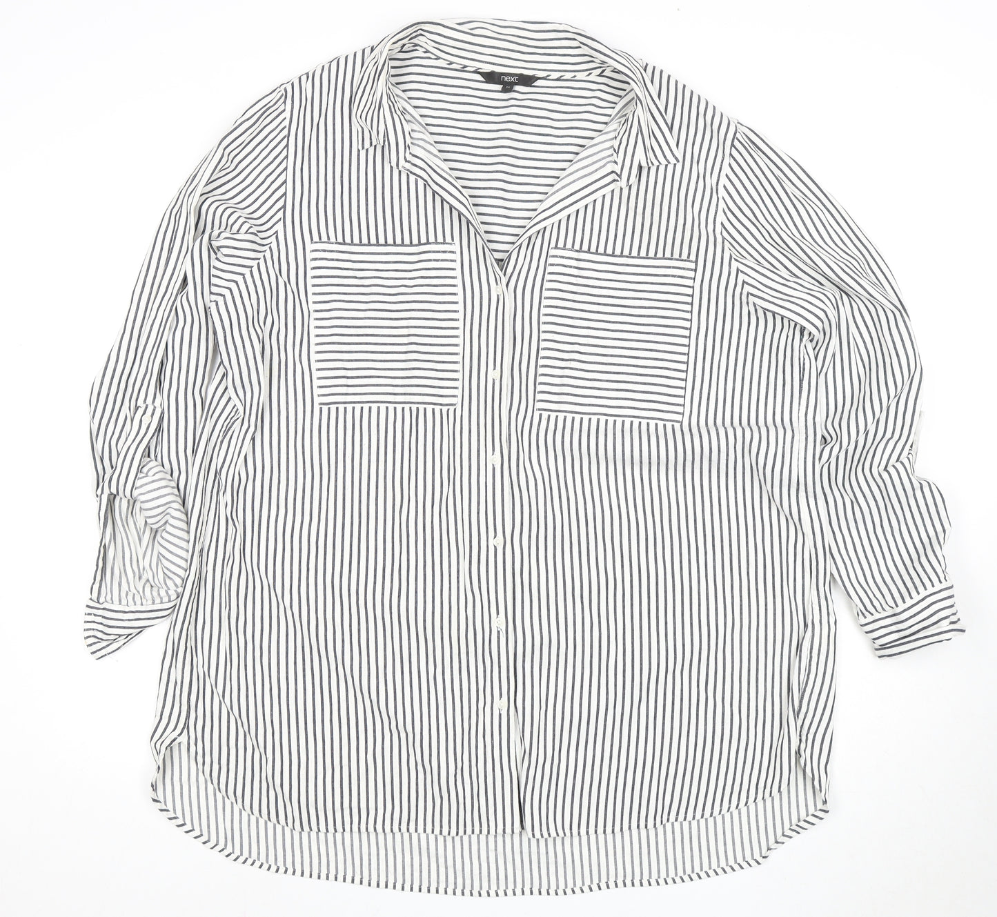 Next Women's Black Striped Button-Up Shirt Size 22