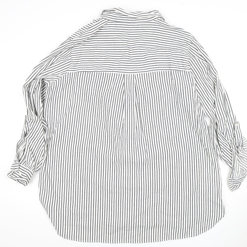 Next Women's Black Striped Button-Up Shirt Size 22