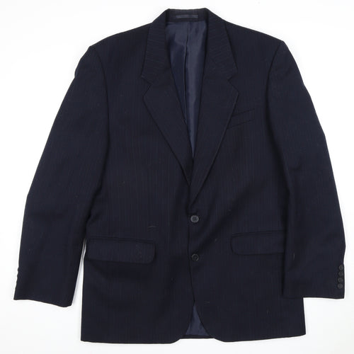 Centaur Men's Blue Wool Blazer 40 Long Two-Button Notch Lapel