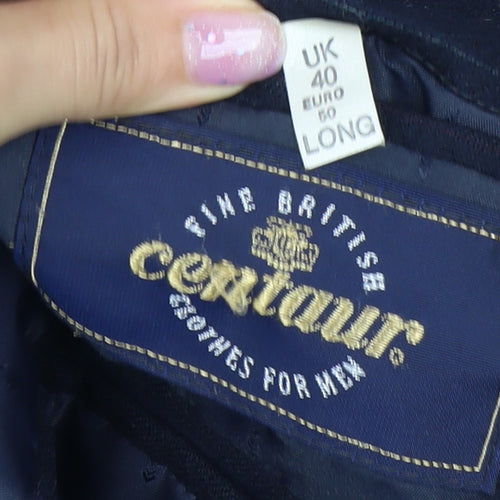 Centaur Men's Blue Wool Blazer 40 Long Two-Button Notch Lapel