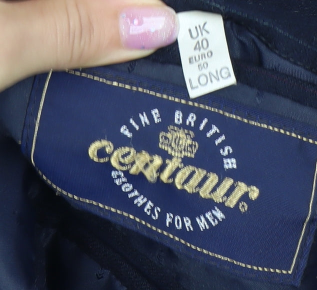 Centaur Men's Blue Wool Blazer 40 Long Two-Button Notch Lapel