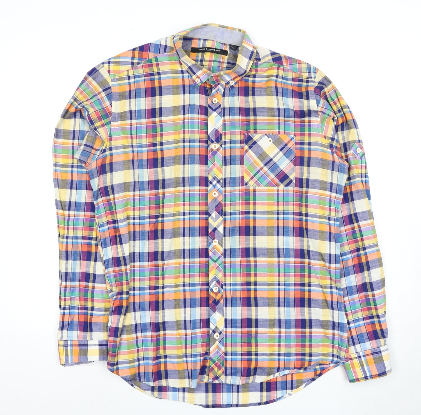 Guide London Men's Multicoloured Plaid Shirt - Size L