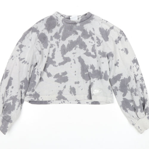 Nike Girls' Grey Tie-Dye Sweatshirt, Size 8, Pullover