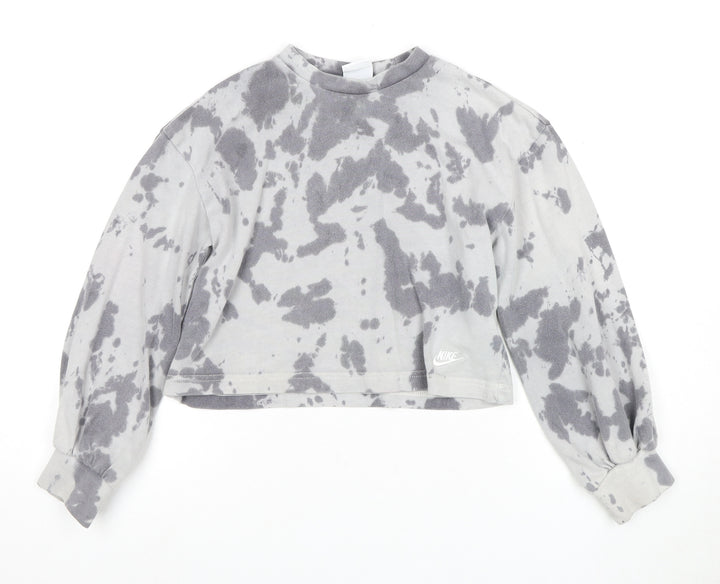 Nike Girls' Grey Tie-Dye Sweatshirt, Size 8, Pullover