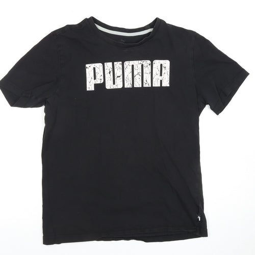Puma Men's Black T-Shirt, Size S, Crew Neck, Logo