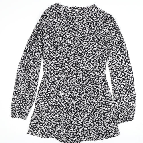 Superdry Women's Black Floral Playsuit XS