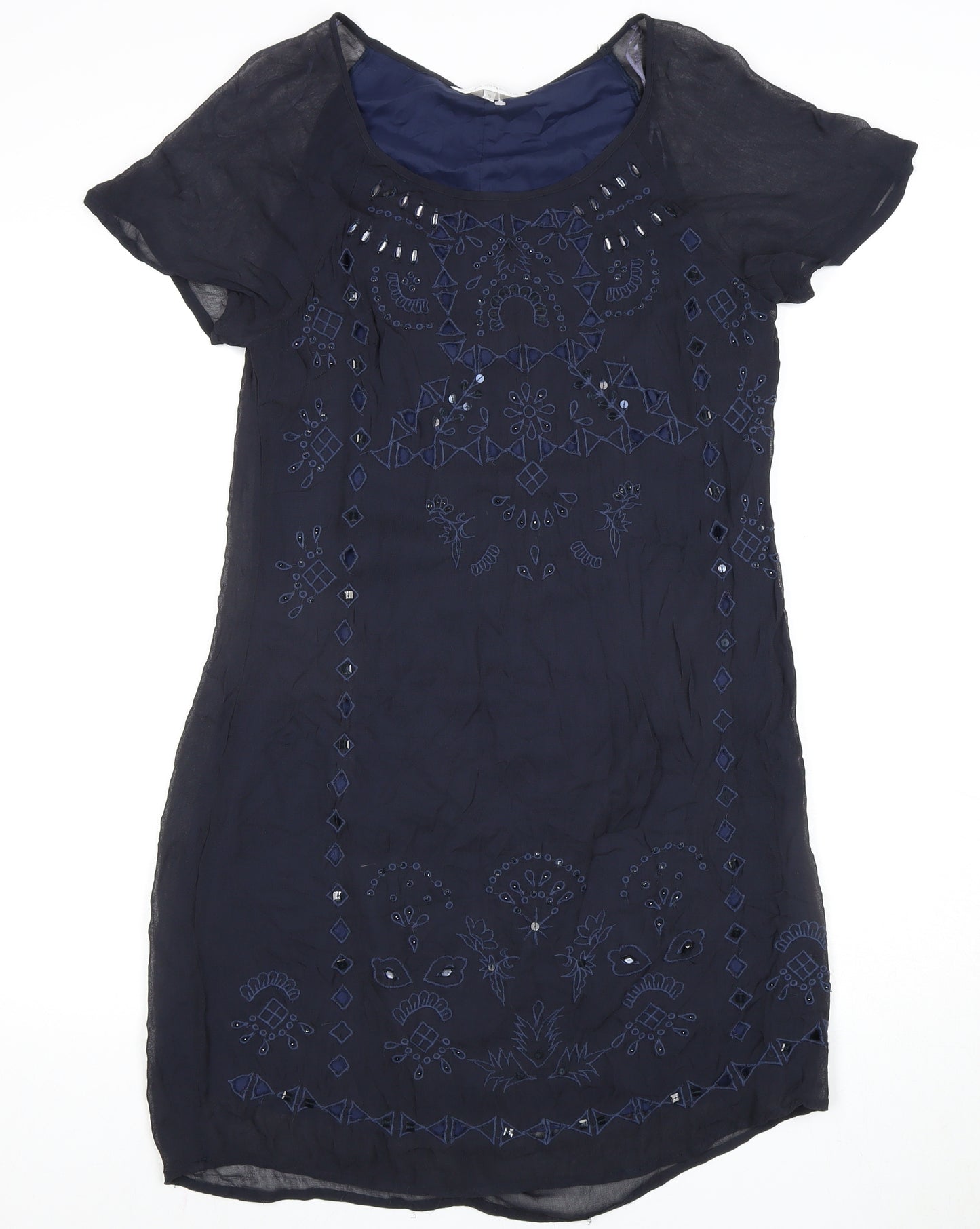 Rocha John Rocha Blue Embroidered Shift Dress, Size 10