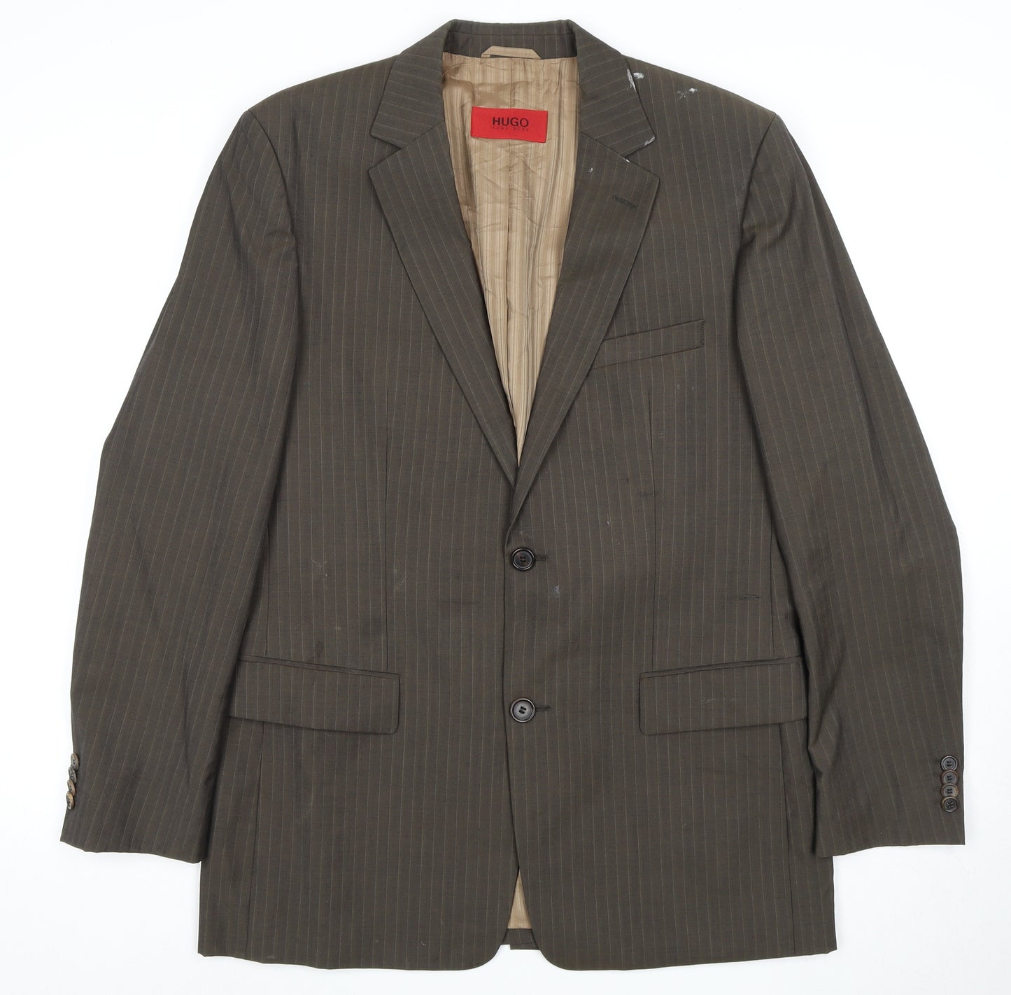 Hugo Boss Men's Brown Striped Blazer, Size 40