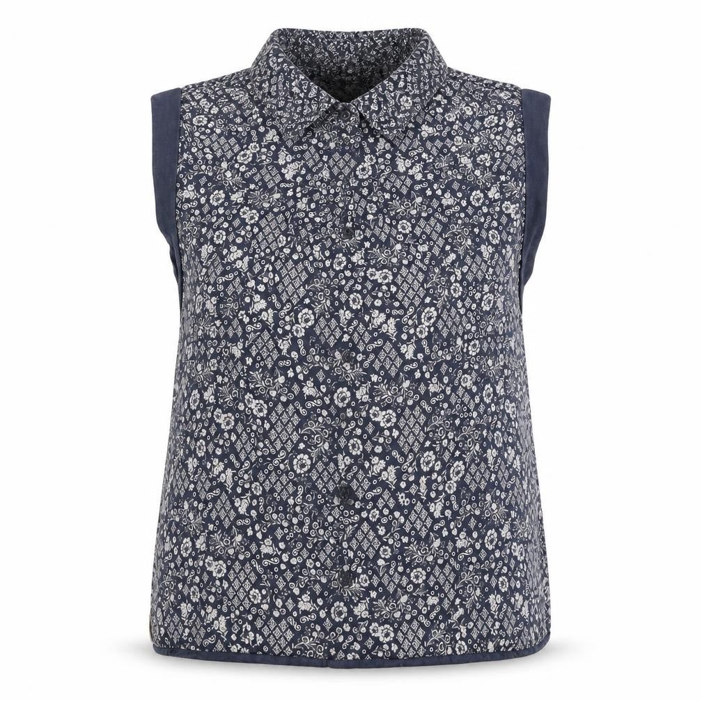 Front view of SoulCal Women's Blue Floral Button-Up Top, size 10