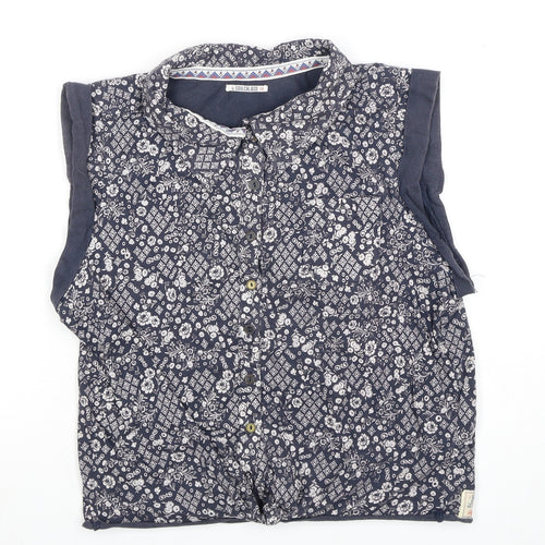 SoulCal & Co Women's Blue Floral Button-Up Top, Size 10